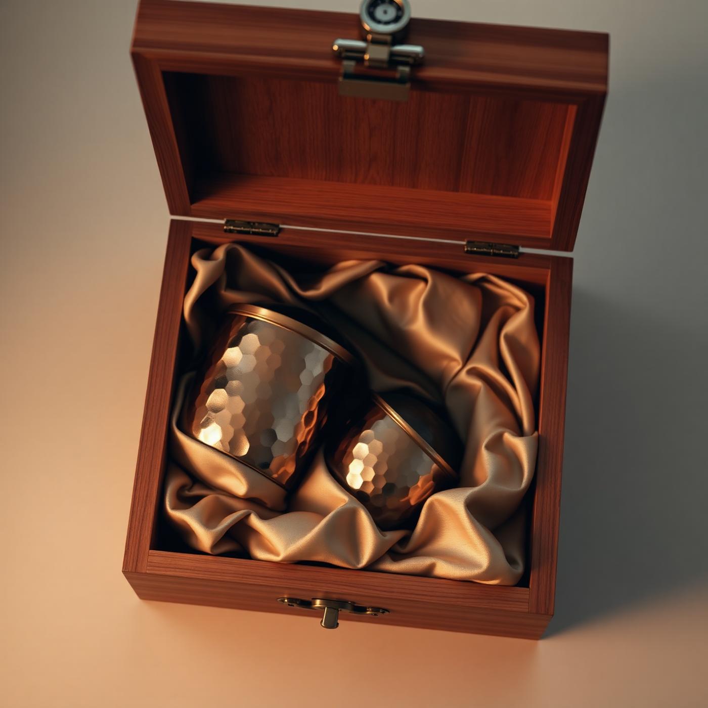 Luxury walnut and silk presentation box